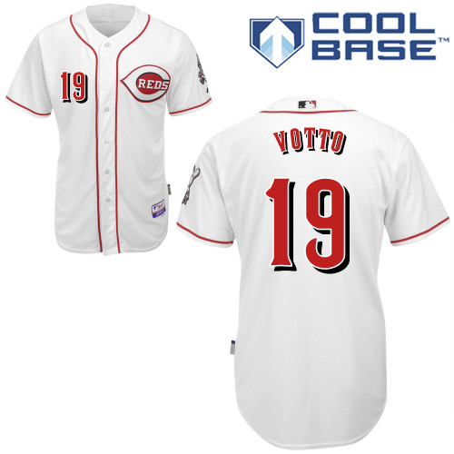 Joey Votto #19 MLB Jersey-Cincinnati Reds Men's Authentic Home White Cool Base Baseball Jersey